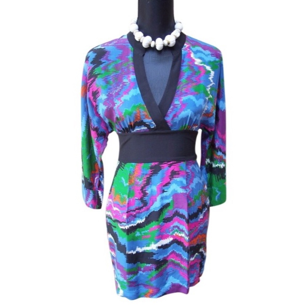 TRACY REESE multi color kimono 100% silk dress